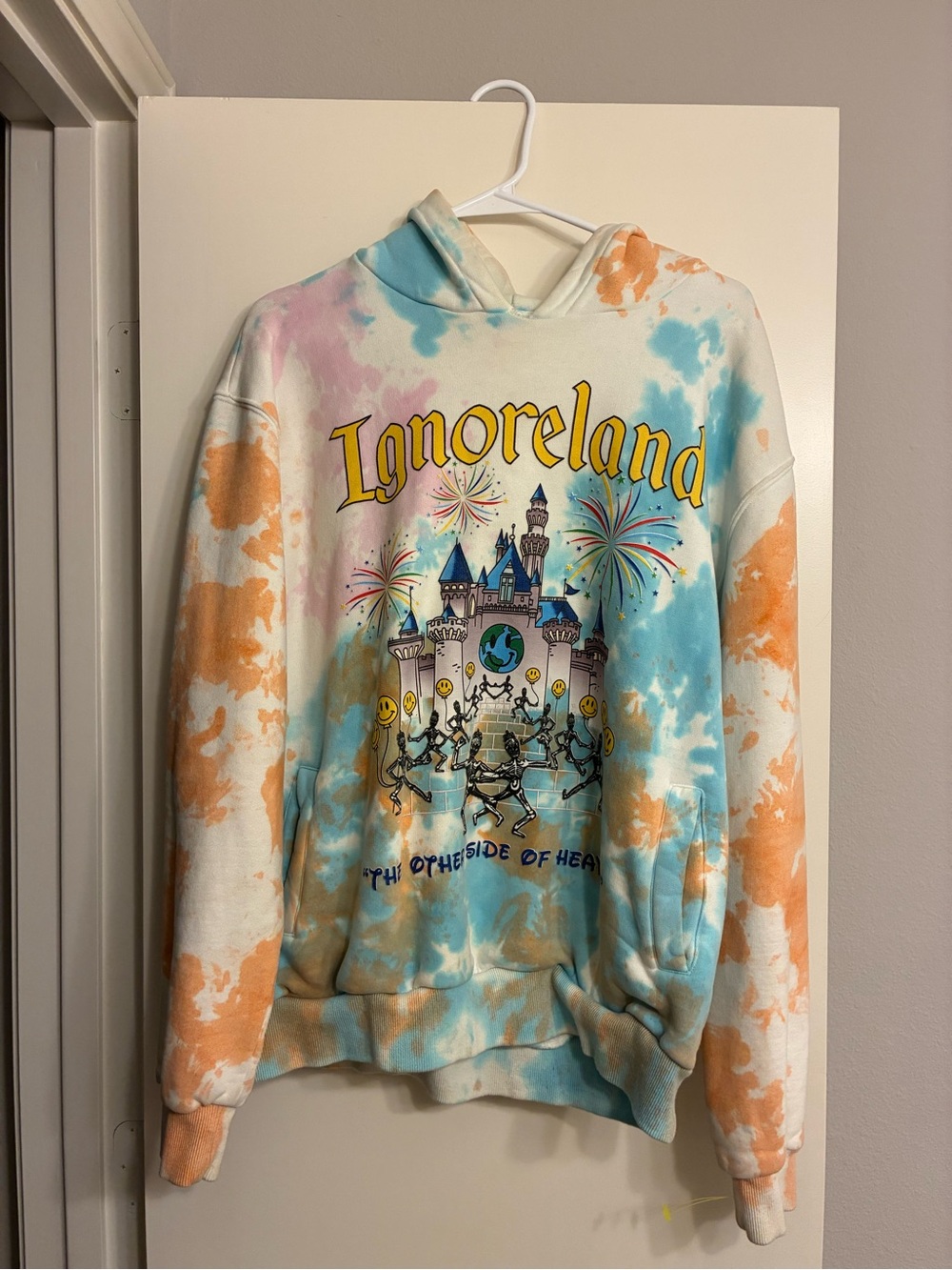 Lifted Anchors Ignoreland Tie-Dye Hoodie in Blue, Orange & Cream